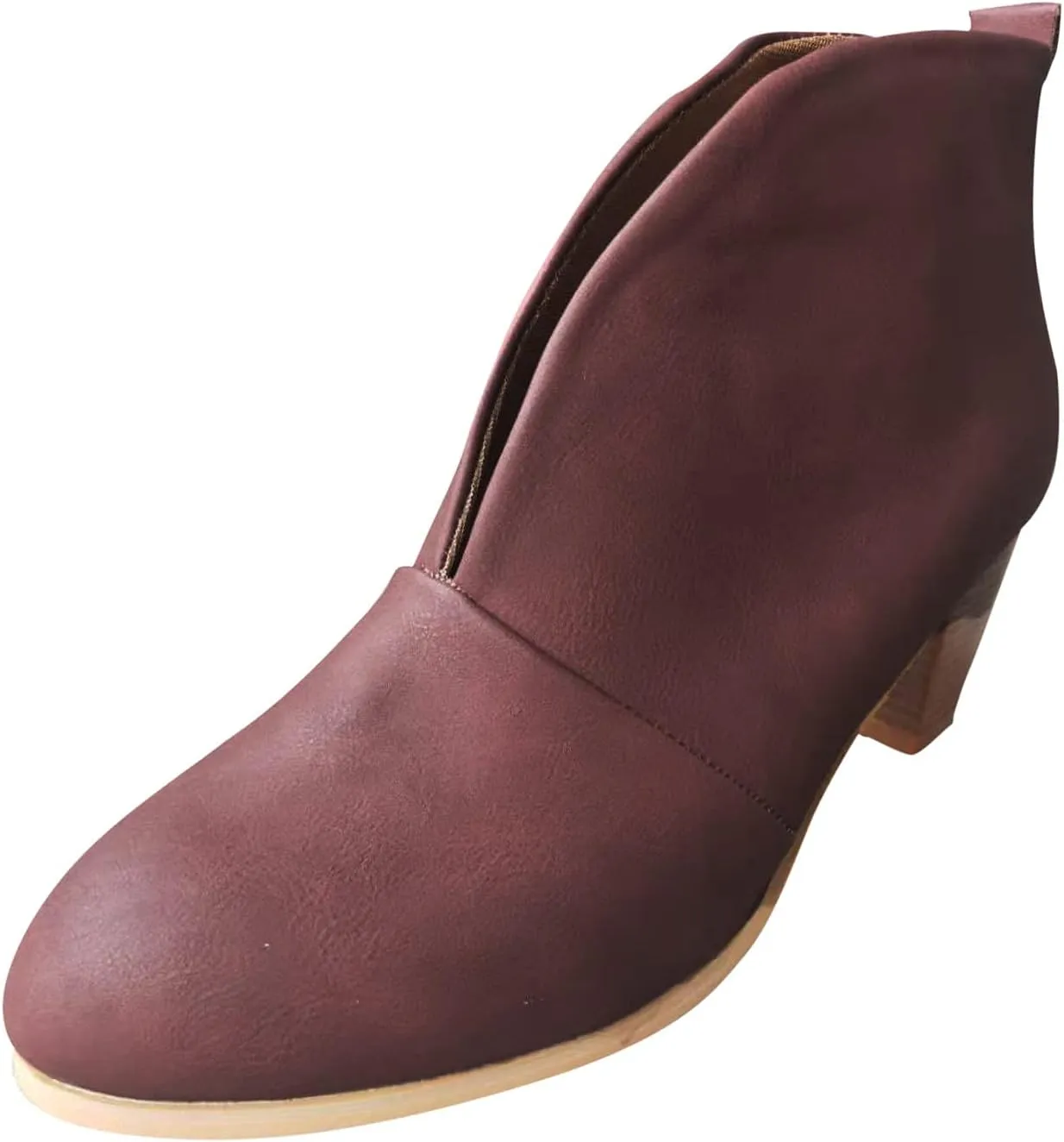 Leather Women Ankle Boots Dressy Boots Short Boots Women Leather Stacked Chunky Heels Women's Fahsion Boots Western
