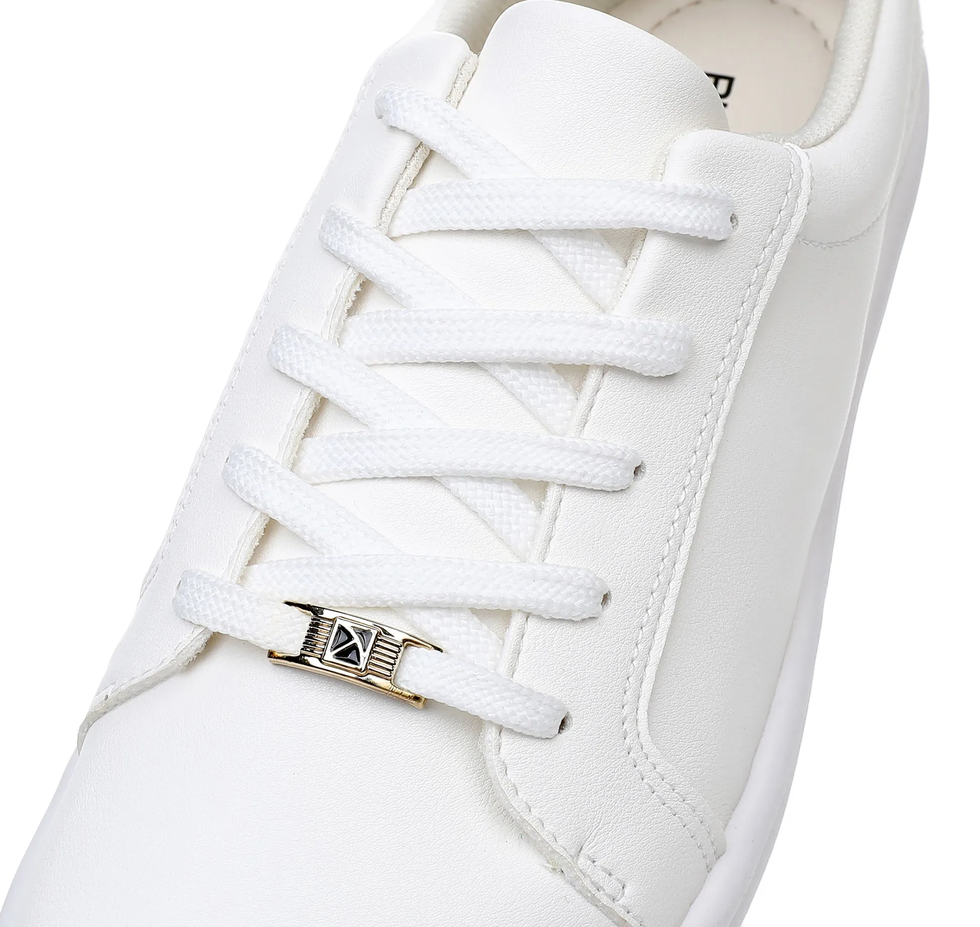 Light-as-Air Tennis Lace-Ups - White & Gold (851.003)
