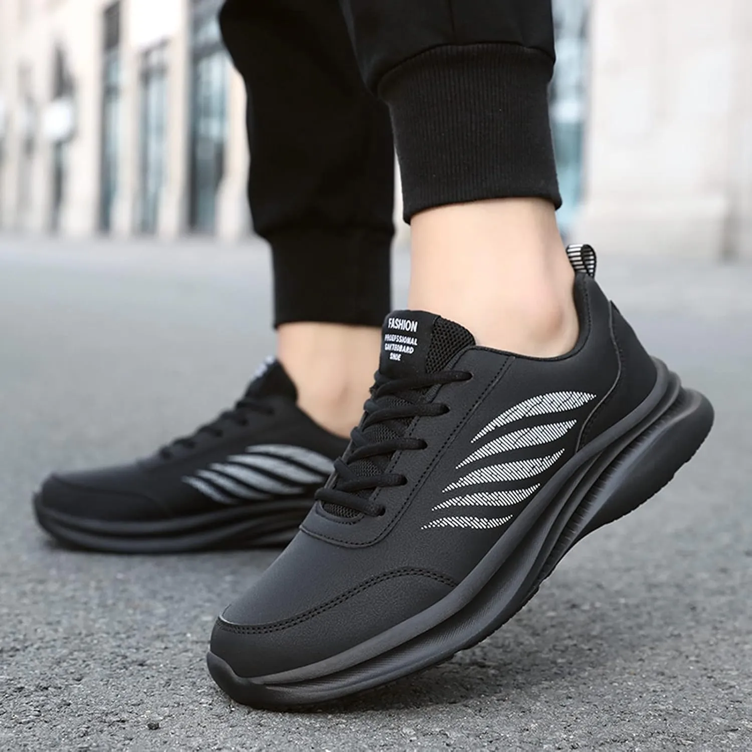 Lightweight Shoes Mens Shoes Casual Leather Laace Up Solid Color Casual Fashion Simple Running