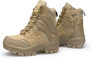 Mens Backpacking Boots Army, Durable Suede Leather and Rubber Sole Military Work and Desert Boots,Outdoor Lace-Up Sports Lightweight Durable Breathable Hiking Shoes