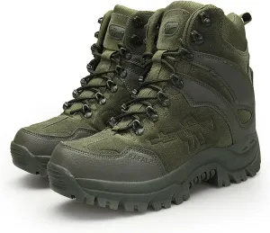 Mens Backpacking Boots Army, Durable Suede Leather and Rubber Sole Military Work and Desert Boots,Outdoor Lace-Up Sports Lightweight Durable Breathable Hiking Shoes