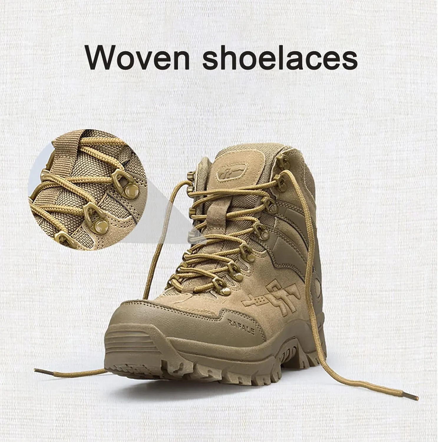 Mens Backpacking Boots Army, Durable Suede Leather and Rubber Sole Military Work and Desert Boots,Outdoor Lace-Up Sports Lightweight Durable Breathable Hiking Shoes