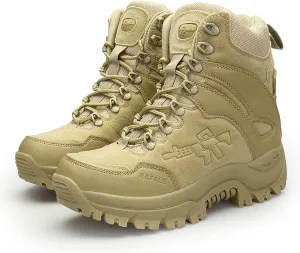 Mens Backpacking Boots Army, Durable Suede Leather and Rubber Sole Military Work and Desert Boots,Outdoor Lace-Up Sports Lightweight Durable Breathable Hiking Shoes