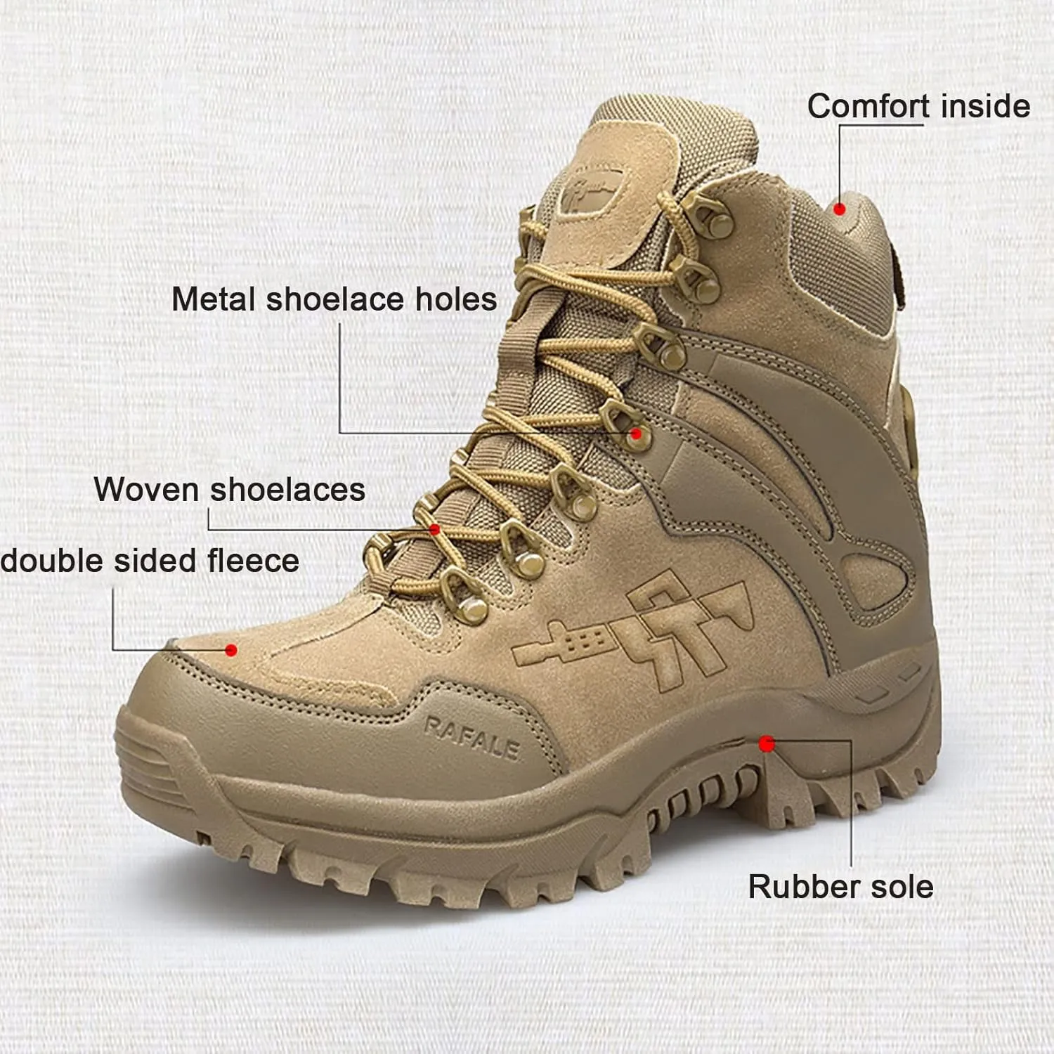 Mens Backpacking Boots Army, Durable Suede Leather and Rubber Sole Military Work and Desert Boots,Outdoor Lace-Up Sports Lightweight Durable Breathable Hiking Shoes