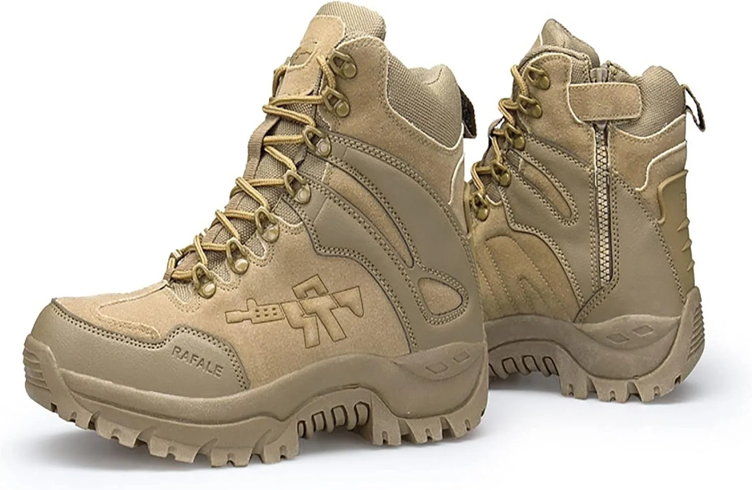 Mens Backpacking Boots Army, Durable Suede Leather and Rubber Sole Military Work and Desert Boots,Outdoor Lace-Up Sports Lightweight Durable Breathable Hiking Shoes