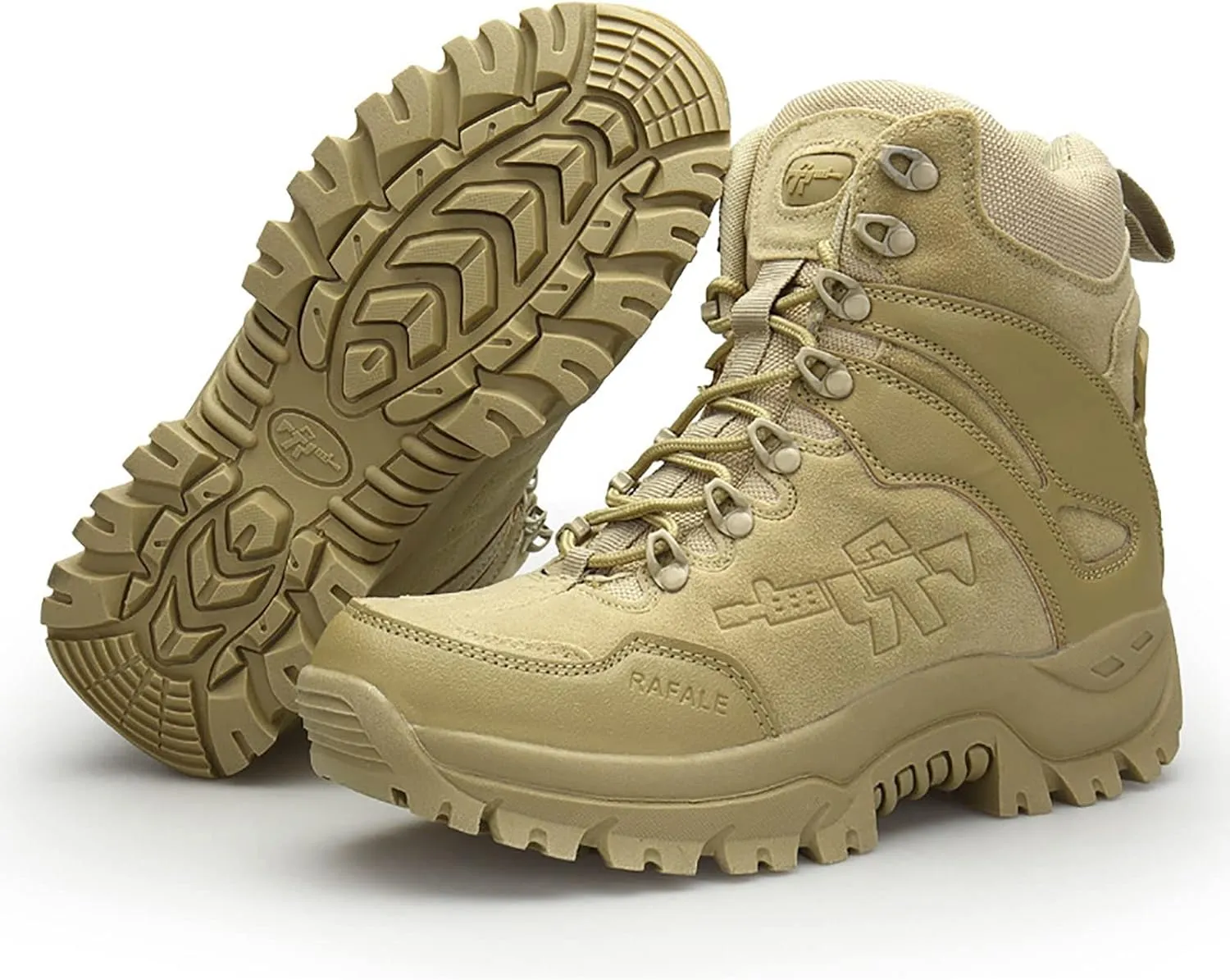Mens Backpacking Boots Army, Durable Suede Leather and Rubber Sole Military Work and Desert Boots,Outdoor Lace-Up Sports Lightweight Durable Breathable Hiking Shoes