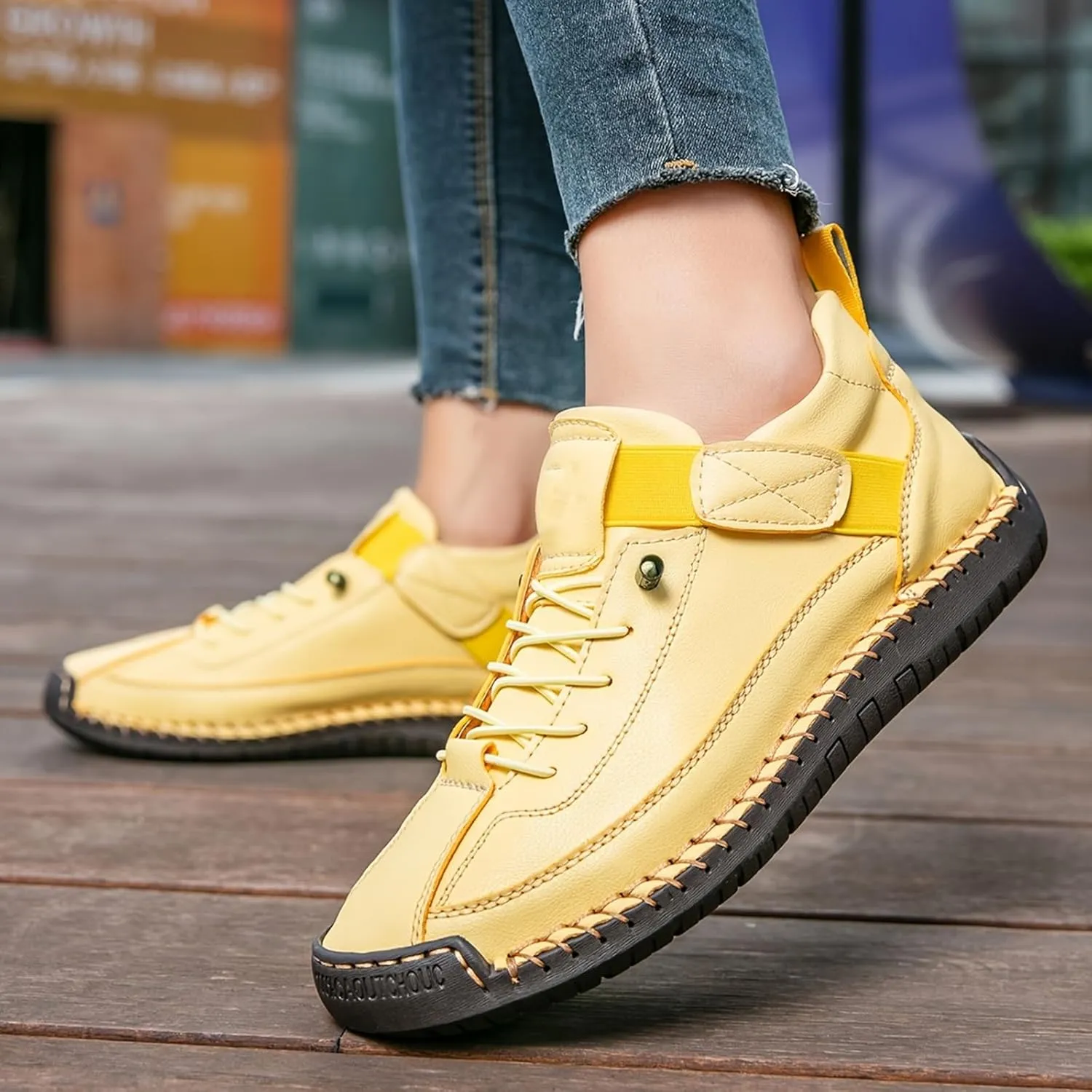 Mens Casual Leather Shoes Ankle Chukka Boots Slip On Lightweight Loafers Women's Fashion Sneakers Lightweight Dress Walking Driving Shoes Business Working Office Shoe Comfortable Handmade Unisex