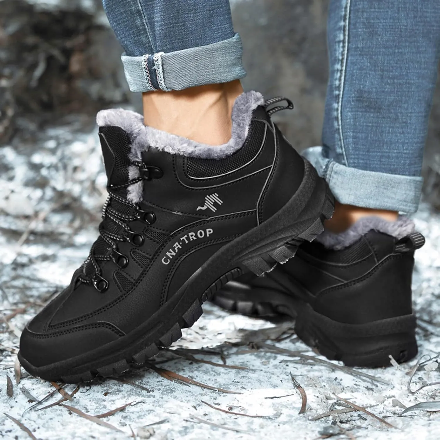 Men's Casual Shoe Men's Winter Leisure Sports Lace Up Cotton Hiking Shoes Warm and Cotton Thickened Snow Boots