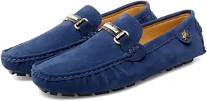 Men's Driving Loafers Slip-On Boat Shoes with Suede Buckle Detail Moccasins