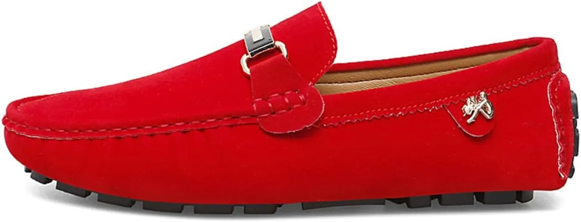 Men's Driving Loafers Slip-On Boat Shoes with Suede Buckle Detail Moccasins