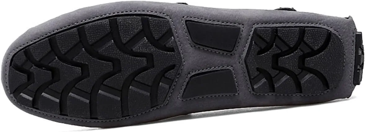 Men's Driving Loafers Slip-On Boat Shoes with Suede Buckle Detail Moccasins