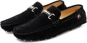Men's Driving Loafers Slip-On Boat Shoes with Suede Buckle Detail Moccasins