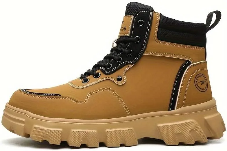 Men's High-Top Waterproof Hiking Boots with Anti-Slip Traction and Durable Construction
