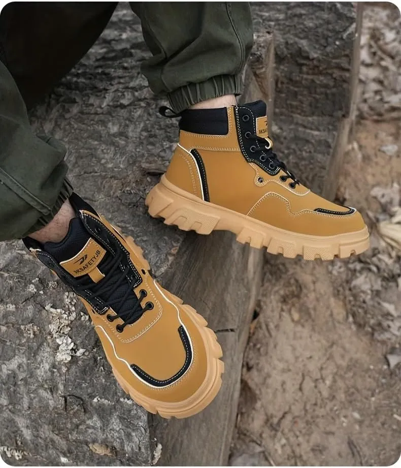 Men's High-Top Waterproof Hiking Boots with Anti-Slip Traction and Durable Construction