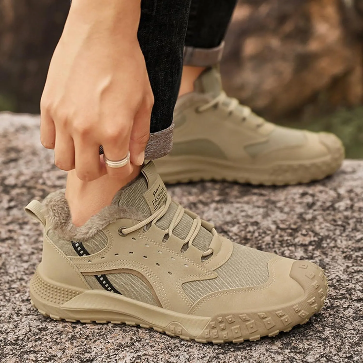 Mens Hiking Footwear Winter Work Wear Closure Toe Casual Shoes Running Mountaineering Hiking Sports Snow Boots