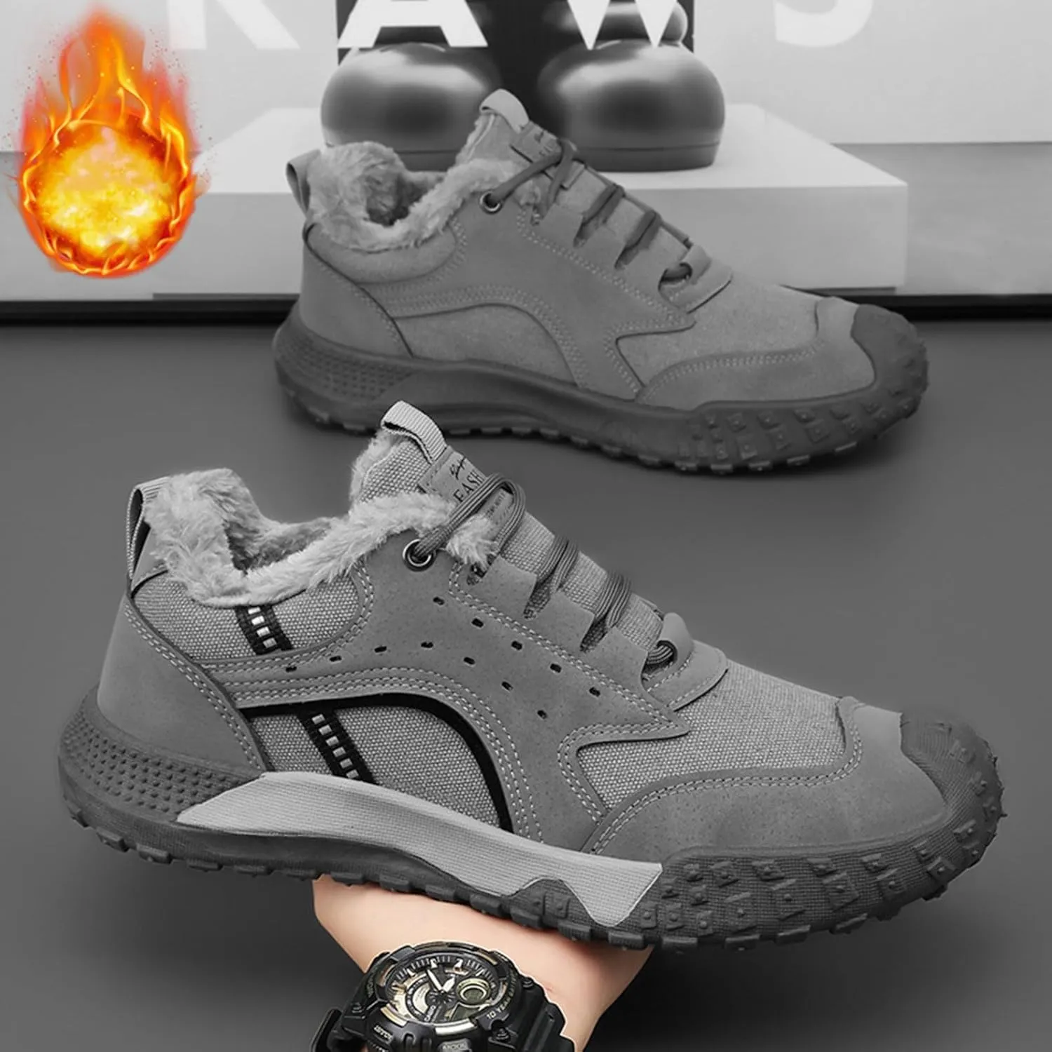 Mens Hiking Footwear Winter Work Wear Closure Toe Casual Shoes Running Mountaineering Hiking Sports Snow Boots