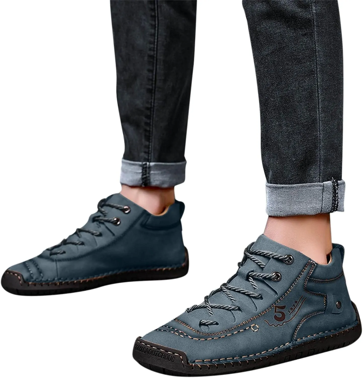 Mens Leather Tuxedo Shoes Fashion Summer and Autumn Men Leather Shoes Flat Soft Bottom Comfortable Mid Top Lace Up Casual Real Leather Shoes