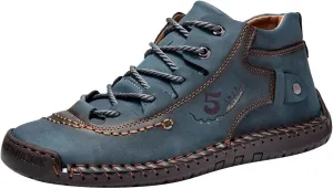 Mens Leather Tuxedo Shoes Fashion Summer and Autumn Men Leather Shoes Flat Soft Bottom Comfortable Mid Top Lace Up Casual Real Leather Shoes