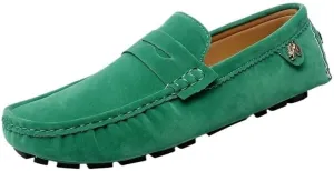 Men's Loafers Round Toe Suede Driving Shoes ?C Comfortable Loafers with Flat Heel, Flexible Slip-On Casual & Fashionable