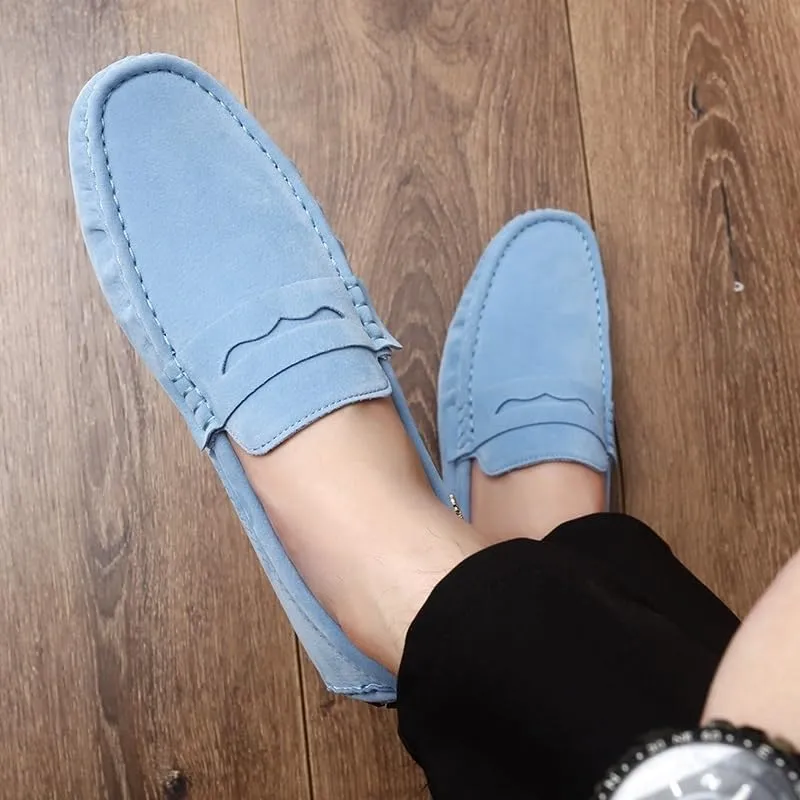 Men's Loafers Round Toe Suede Driving Shoes ?C Comfortable Loafers with Flat Heel, Flexible Slip-On Casual & Fashionable