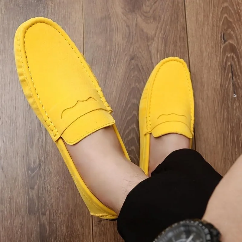 Men's Loafers Round Toe Suede Driving Shoes ?C Comfortable Loafers with Flat Heel, Flexible Slip-On Casual & Fashionable