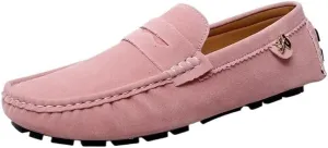 Men's Loafers Round Toe Suede Driving Shoes ?C Comfortable Loafers with Flat Heel, Flexible Slip-On Casual & Fashionable