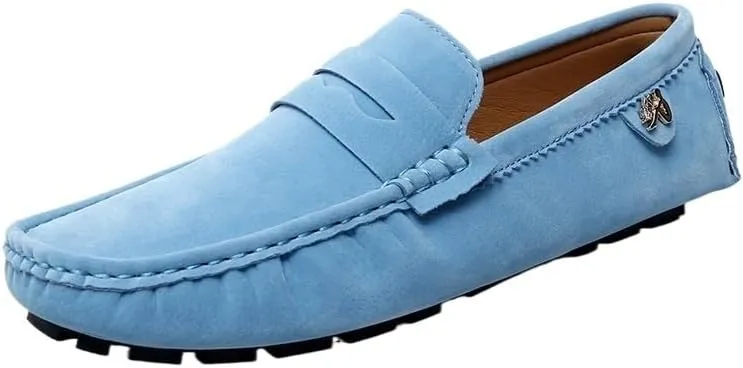 Men's Loafers Round Toe Suede Driving Shoes ?C Comfortable Loafers with Flat Heel, Flexible Slip-On Casual & Fashionable