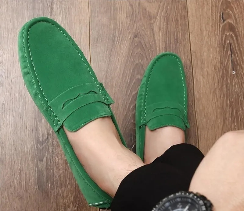 Men's Loafers Round Toe Suede Driving Shoes ?C Comfortable Loafers with Flat Heel, Flexible Slip-On Casual & Fashionable