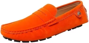 Men's Loafers Round Toe Suede Driving Shoes ?C Comfortable Loafers with Flat Heel, Flexible Slip-On Casual & Fashionable