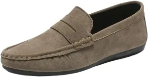 Men's Loafers Round Toe Suede Loafers ?C Lightweight Comfortable Slip-On Shoes with Flat Heel for Casual & Outdoor Wear