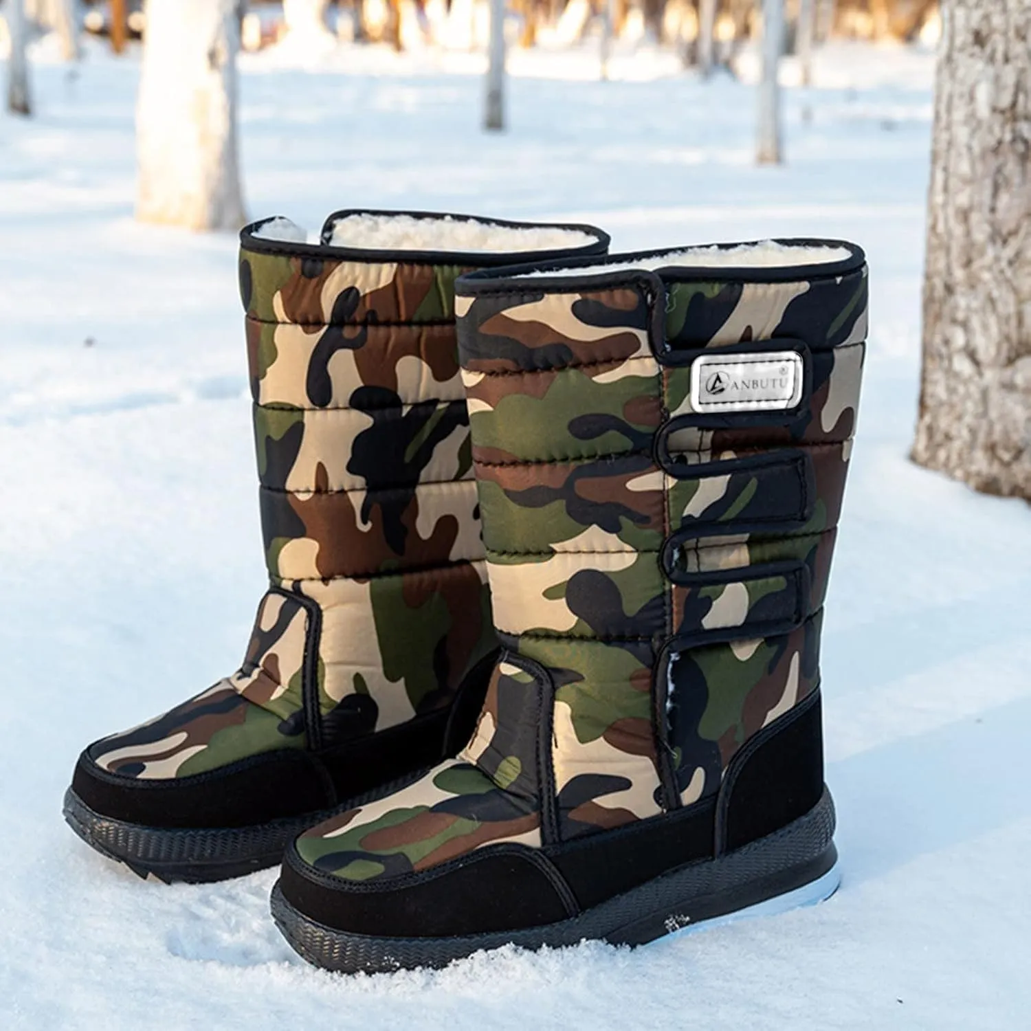 Men's Mid Calf Snow Boots Water Proof Insulated Winter Boots Fleece Lined Warm Thick Insulated Rain for Men