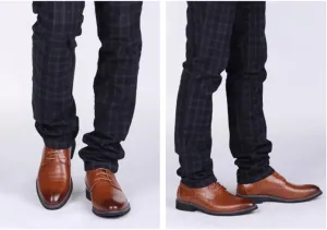 Mens Pointed Tip Orthopedic Dress Shoes Lace-up Oxford Shoes for Men Oxfords PU Fashion Dress Sneakers Business Casual New Shoe