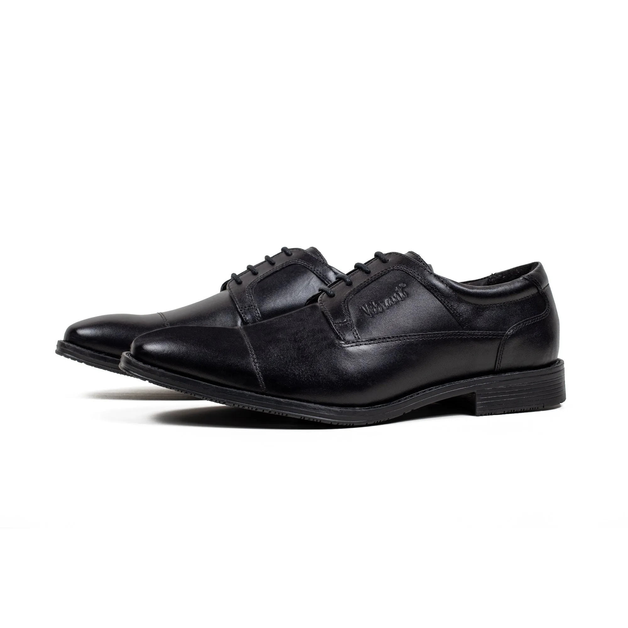 Men's Premium Black Leather Formal Oxford Shoes | Vibrant® Classic Cap-Toe Design
