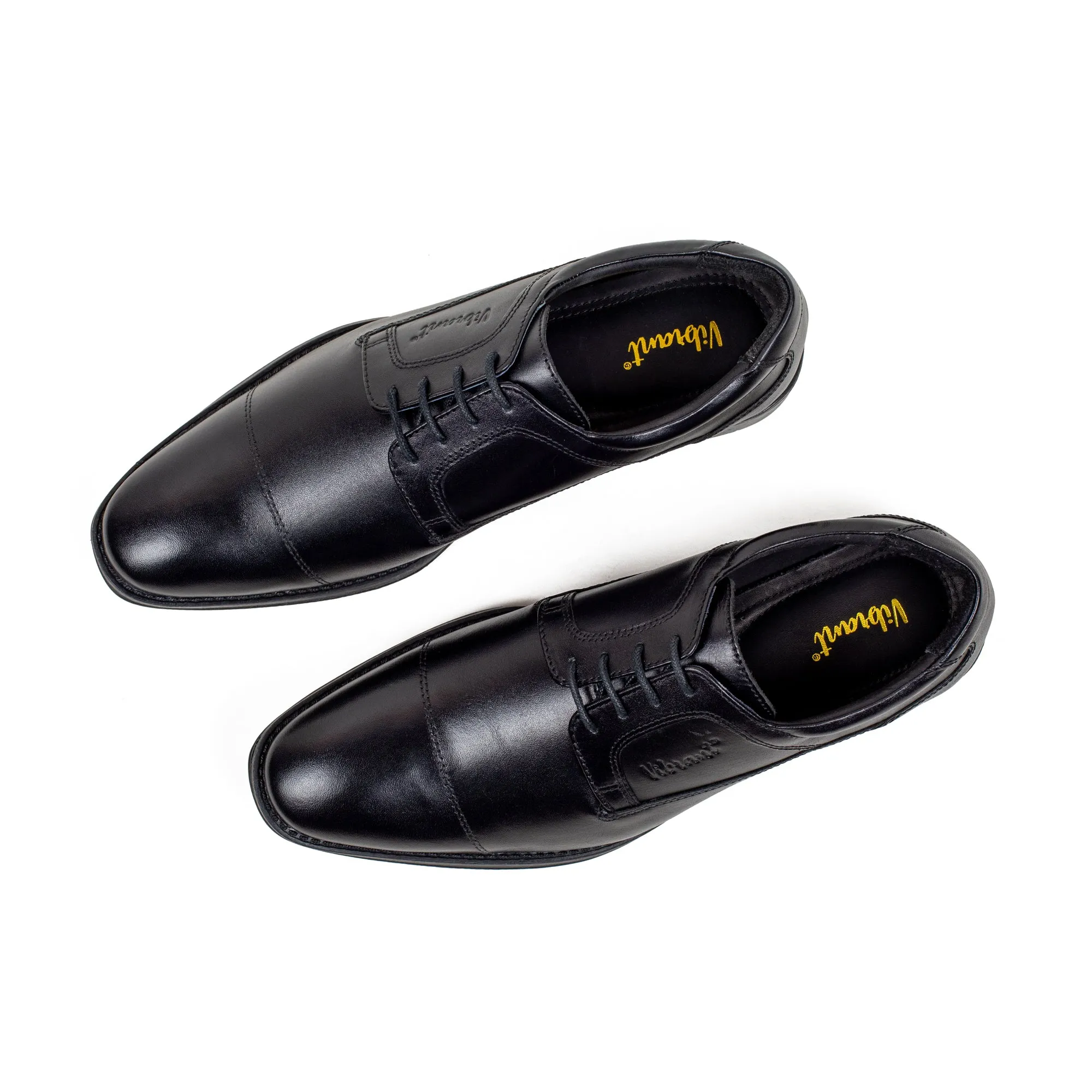Men's Premium Black Leather Formal Oxford Shoes | Vibrant® Classic Cap-Toe Design