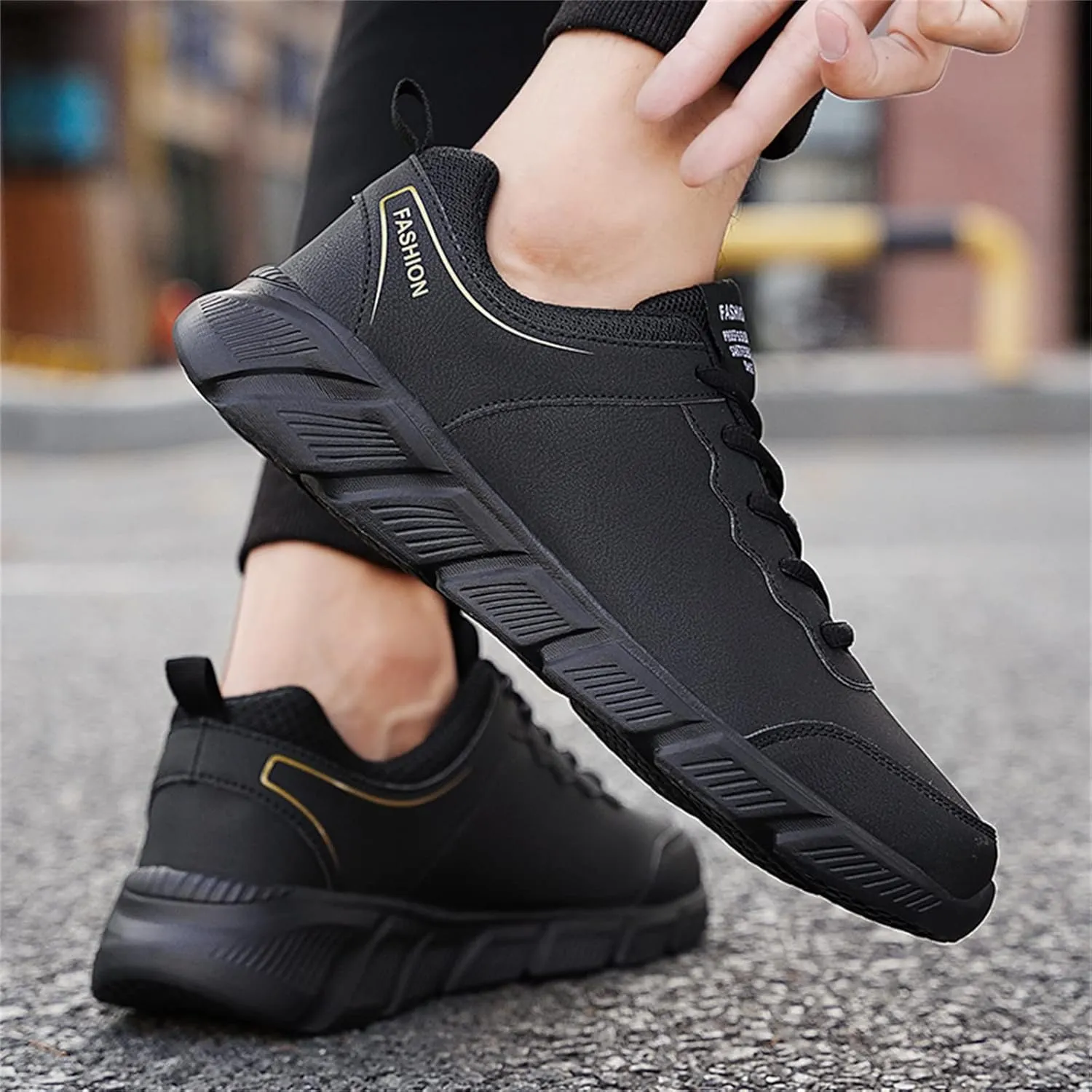 Mens Shoes Casual Leather Laace Up Color Blocking Casual Fashion Simple Shoes Running Big Sneaker Slippers Men