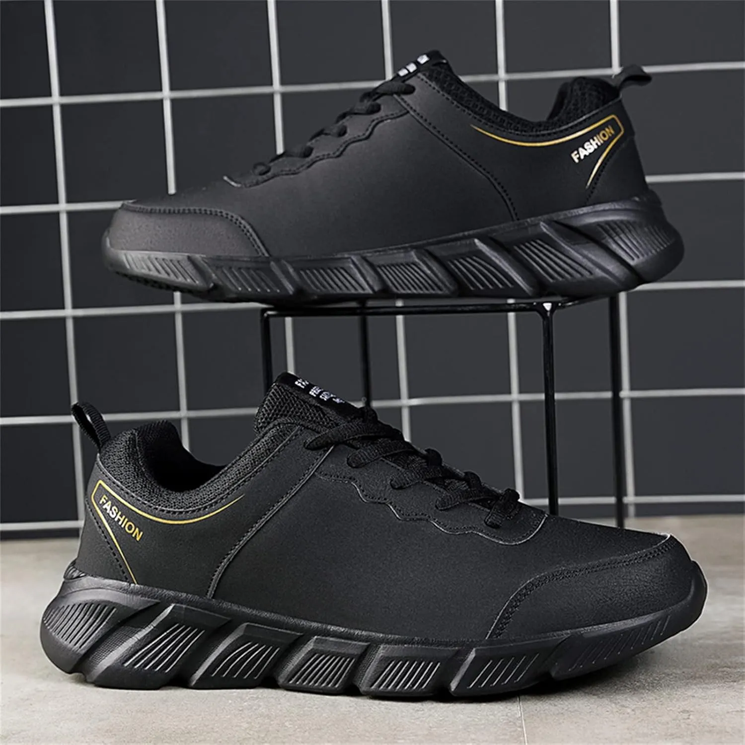 Mens Shoes Casual Leather Laace Up Color Blocking Casual Fashion Simple Shoes Running Big Sneaker Slippers Men