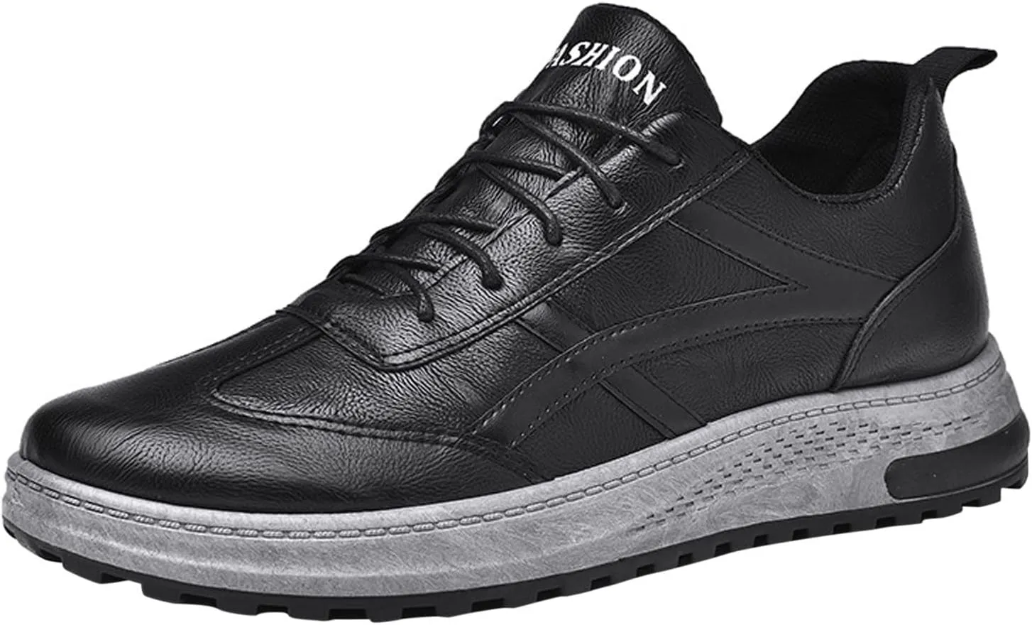 Mens Shoes Large Size Casual Leather Lace Up Solid Color Casual Fashion Simple Shoes Running Men Sneaker
