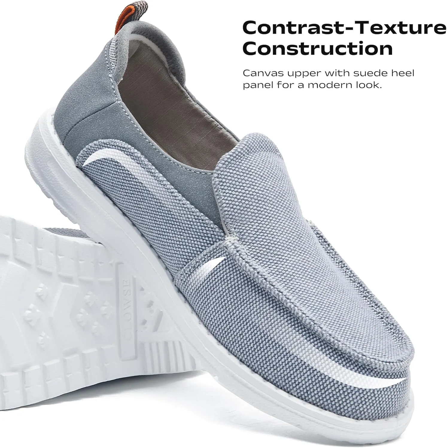 Men's Slip On Deck Shoes Casual Canvas Loafers Slip-Ons Hands Free Comfortable Stretch Flat Boat Shoes
