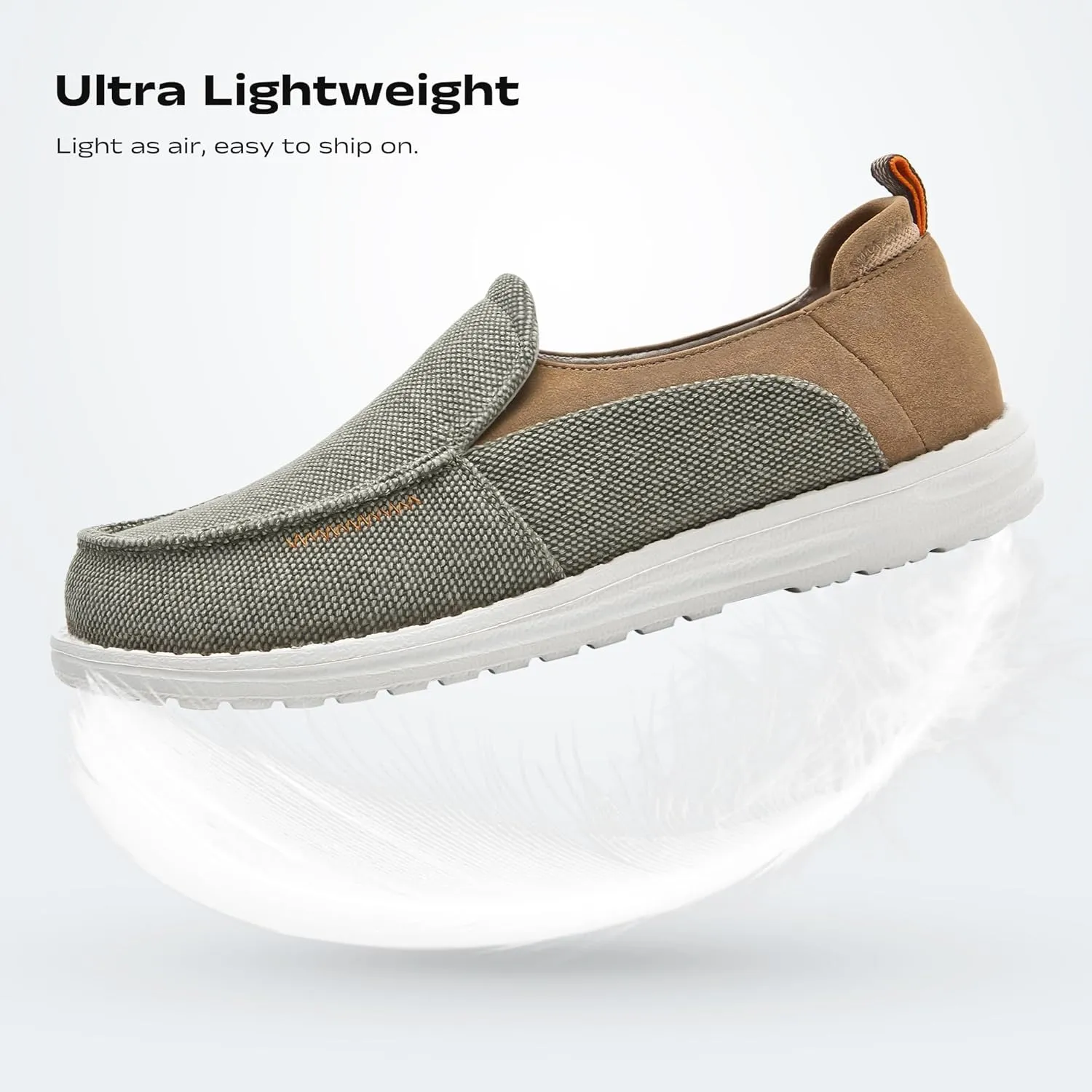Men's Slip On Deck Shoes Casual Canvas Loafers Slip-Ons Hands Free Comfortable Stretch Flat Boat Shoes