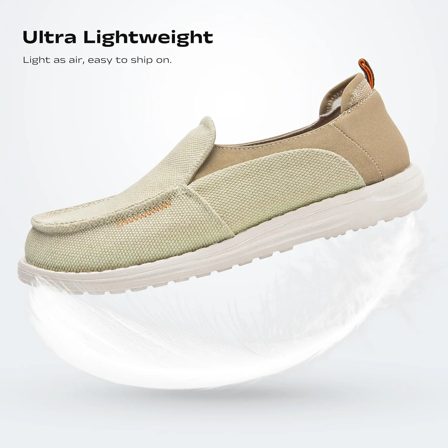 Men's Slip On Deck Shoes Casual Canvas Loafers Slip-Ons Hands Free Comfortable Stretch Flat Boat Shoes