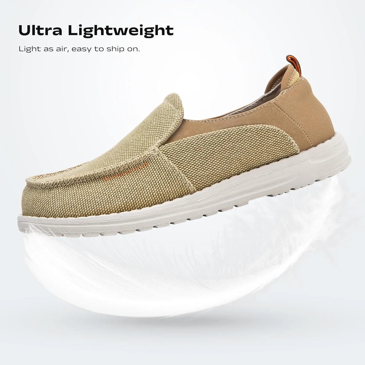 Men's Slip On Deck Shoes Casual Canvas Loafers Slip-Ons Hands Free Comfortable Stretch Flat Boat Shoes