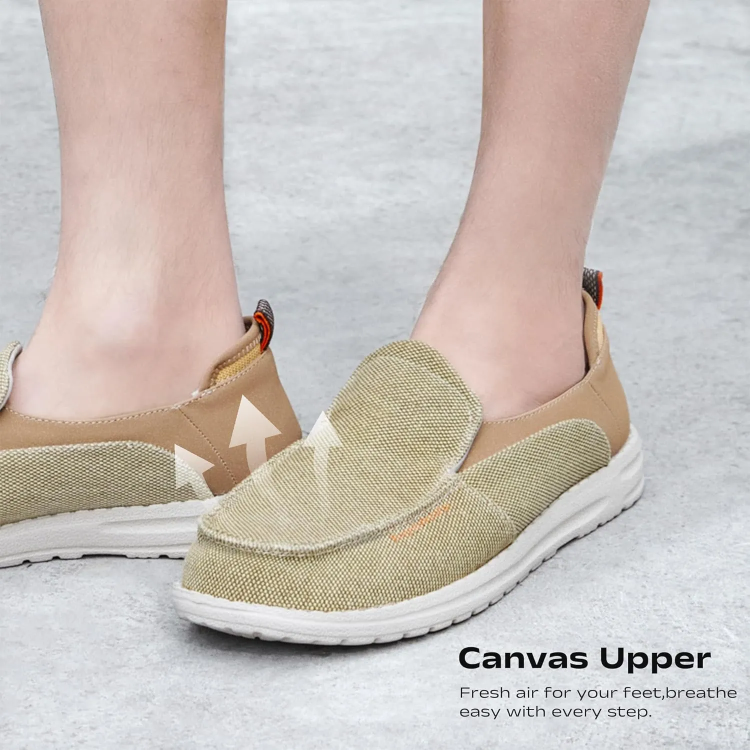 Men's Slip On Deck Shoes Casual Canvas Loafers Slip-Ons Hands Free Comfortable Stretch Flat Boat Shoes