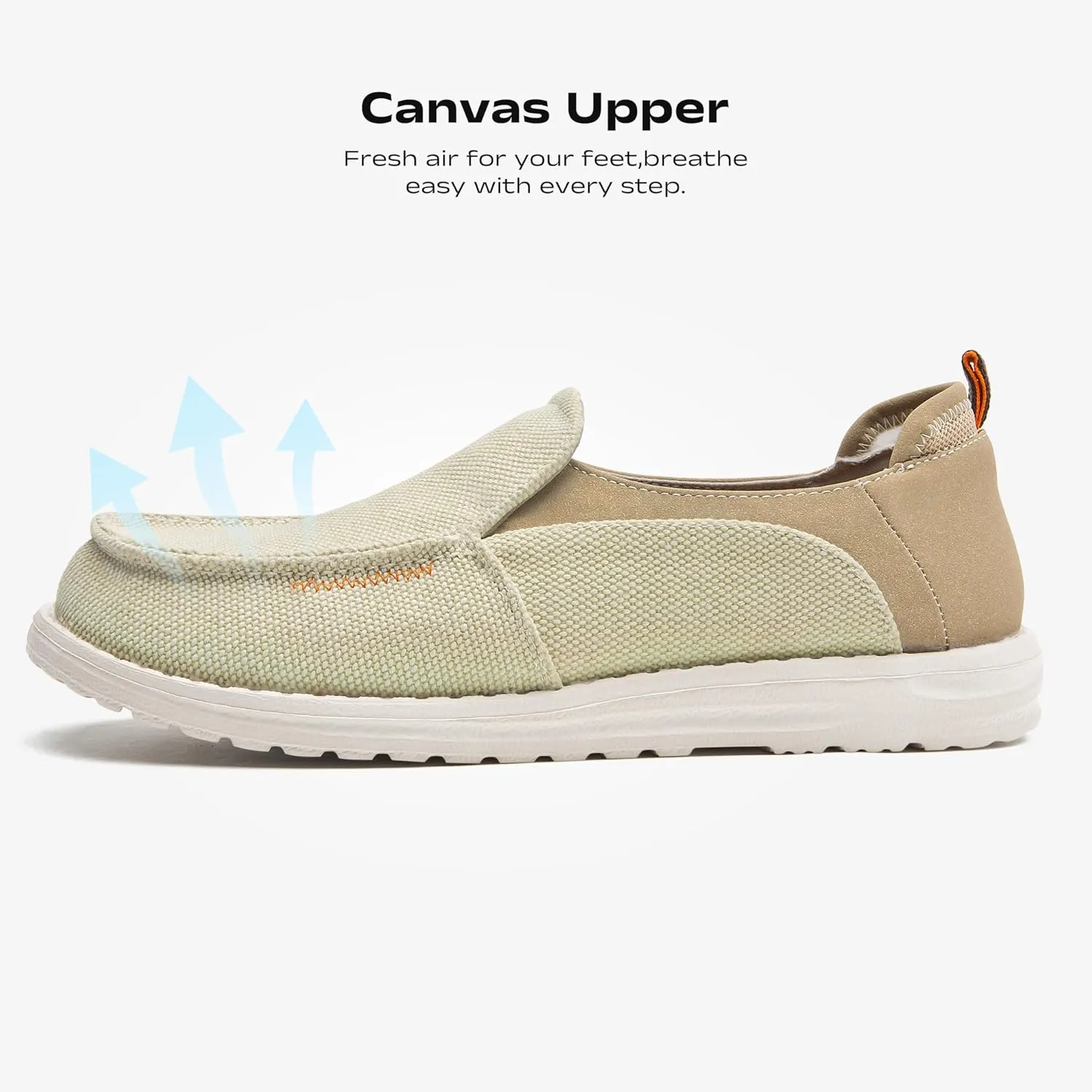 Men's Slip On Deck Shoes Casual Canvas Loafers Slip-Ons Hands Free Comfortable Stretch Flat Boat Shoes