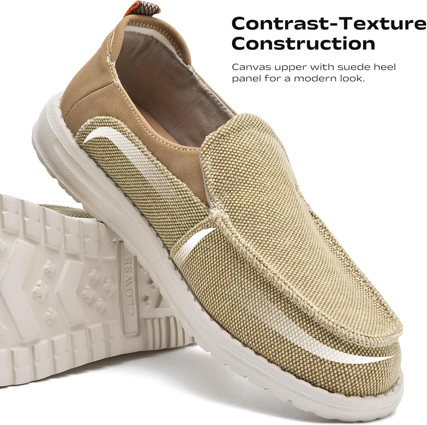 Men's Slip On Deck Shoes Casual Canvas Loafers Slip-Ons Hands Free Comfortable Stretch Flat Boat Shoes