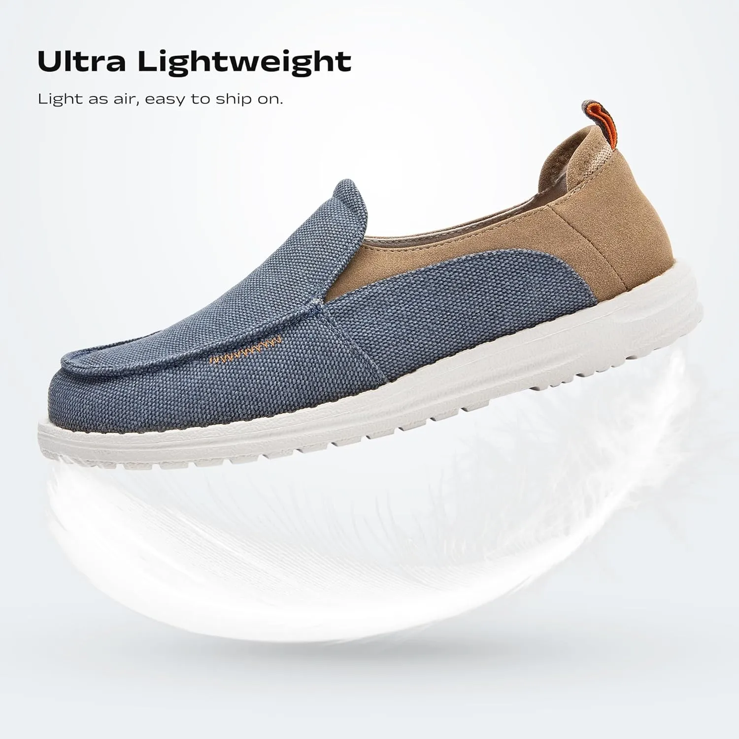 Men's Slip On Deck Shoes Casual Canvas Loafers Slip-Ons Hands Free Comfortable Stretch Flat Boat Shoes