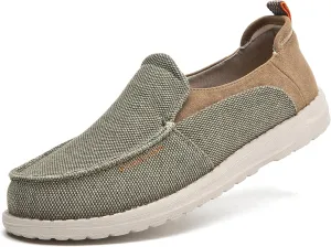 Men's Slip On Deck Shoes Casual Canvas Loafers Slip-Ons Hands Free Comfortable Stretch Flat Boat Shoes