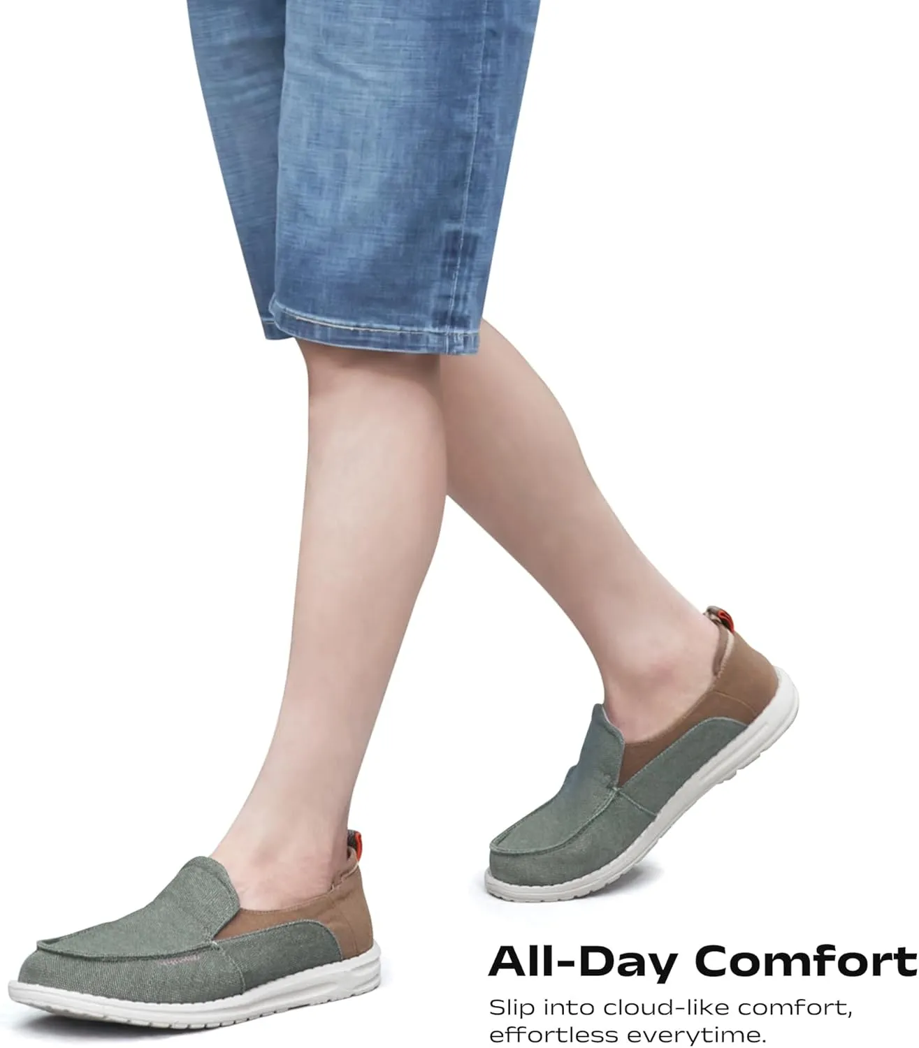 Men's Slip On Deck Shoes Casual Canvas Loafers Slip-Ons Hands Free Comfortable Stretch Flat Boat Shoes
