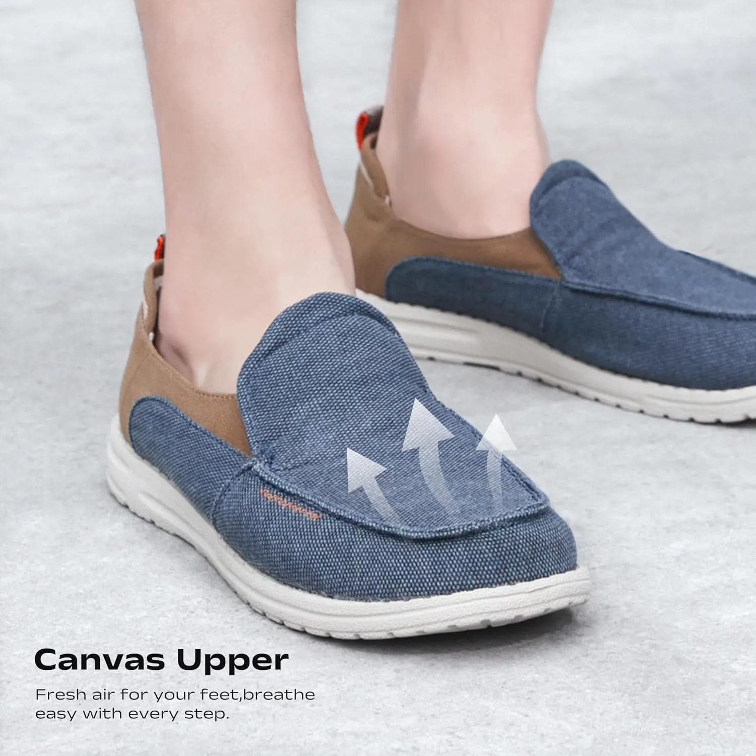 Men's Slip On Deck Shoes Casual Canvas Loafers Slip-Ons Hands Free Comfortable Stretch Flat Boat Shoes