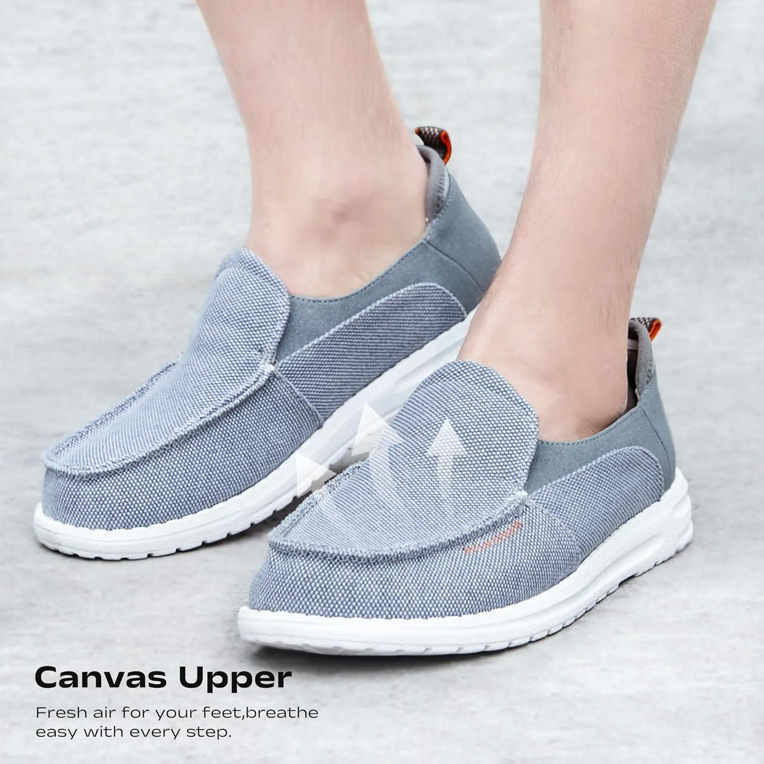 Men's Slip On Deck Shoes Casual Canvas Loafers Slip-Ons Hands Free Comfortable Stretch Flat Boat Shoes