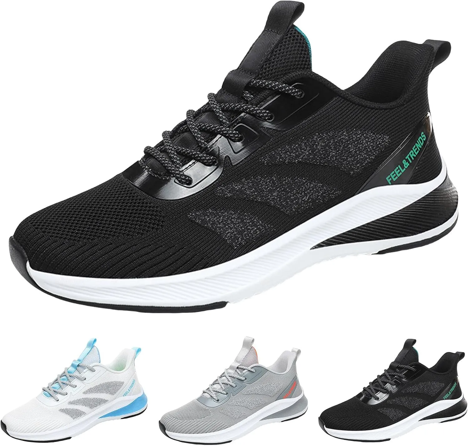 Mens Slip On Men Sports Shoes Fashionable New Pattern Simple Color Blocking Mesh Breathable and Comfortable Lace Up